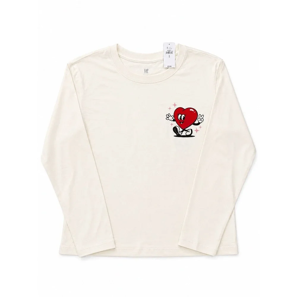 Kids Gap Big Heart Frost Long Sleeve T-Shirt - Girls Size M(8)